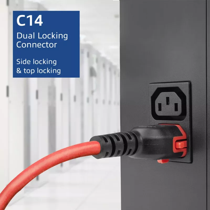 ACT Cable de alimentación C14 IEC Lock+ Dual Locking - C15 IEC Lock+ rojo 2 m, PC3873
