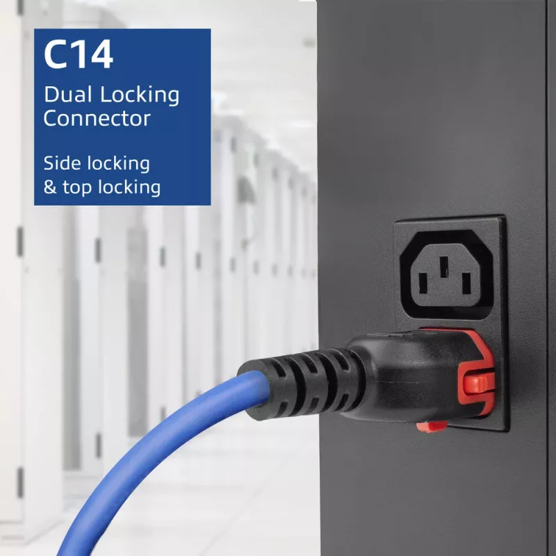 ACT Cable de alimentación C14 IEC Lock+ Dual Locking - C15 IEC Lock+ azul 1 m, PC3870