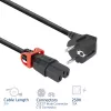 ACT Cable de alimentación con conector macho CEE 7/7 (acodado) - C15 IEC Lock+ negro 2 m, EL604S