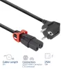 Cable de alimentación ACT CEE 7/7 (acodado) a IEC C15 Lock+ negro, 3 m, 10 A, 250 V