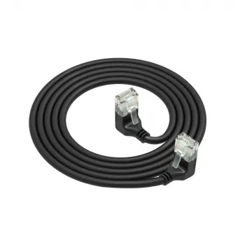 ACT Cable de red U/UTP CAT6A LSZH Slimline negro de 3 m con conectores macho RJ45, 90° acodado hacia abajo a 90° acodado hacia abajo