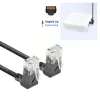 ACT Cable de red U/UTP CAT6A LSZH Slimline negro de 2 m con conectores macho RJ45, 90° acodado hacia arriba a 90° acodado hacia arriba