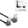ACT Cable de red U/UTP CAT6A LSZH Slimline negro de 3 m con conectores macho RJ45, 90° acodado hacia arriba a 90° acodado hacia arriba