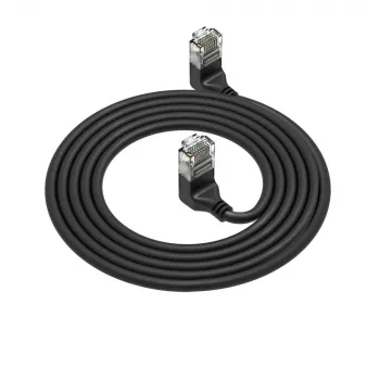 ACT Cable de red U/UTP CAT6A LSZH Slimline negro de 0,15 m con conectores macho RJ45, 90° acodado hacia arriba a 90° acodado hacia arriba