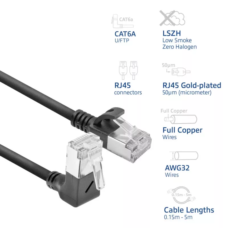 ACT Cable de red DA4900 Cat6a U/FTP (STP) con RJ-45 a RJ-45, 0,5 m, negro