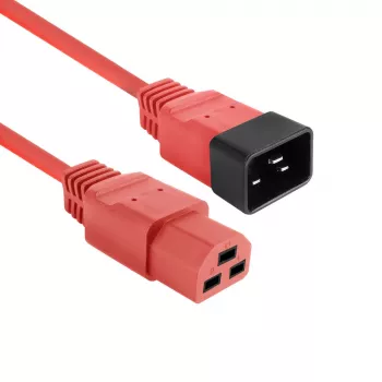 Cable de alimentación ACT C20–C21 IEC60320 rojo 1 m, 250 V 16 A