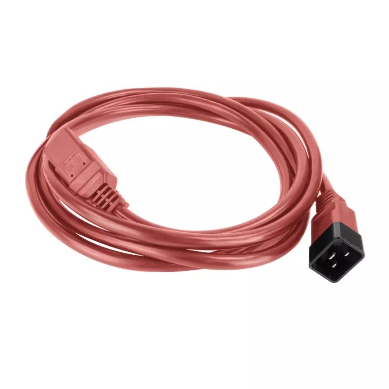 Cable de alimentación ACT C20–C21 IEC60320 rojo 1 m, 250 V 16 A