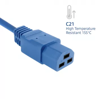 Cable de alimentación ACT C20–C21 IEC60320 azul 3 m, 250 V 16 A