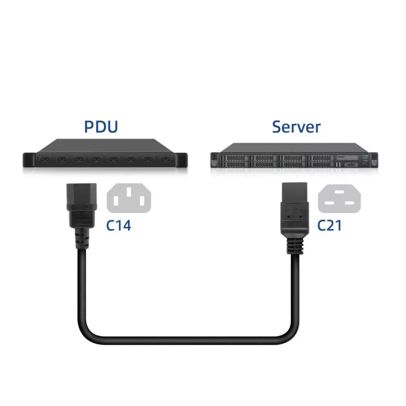 Cable de alimentación ACT C14 a C21 IEC60320 negro 1 m, 250 V, 10 A
