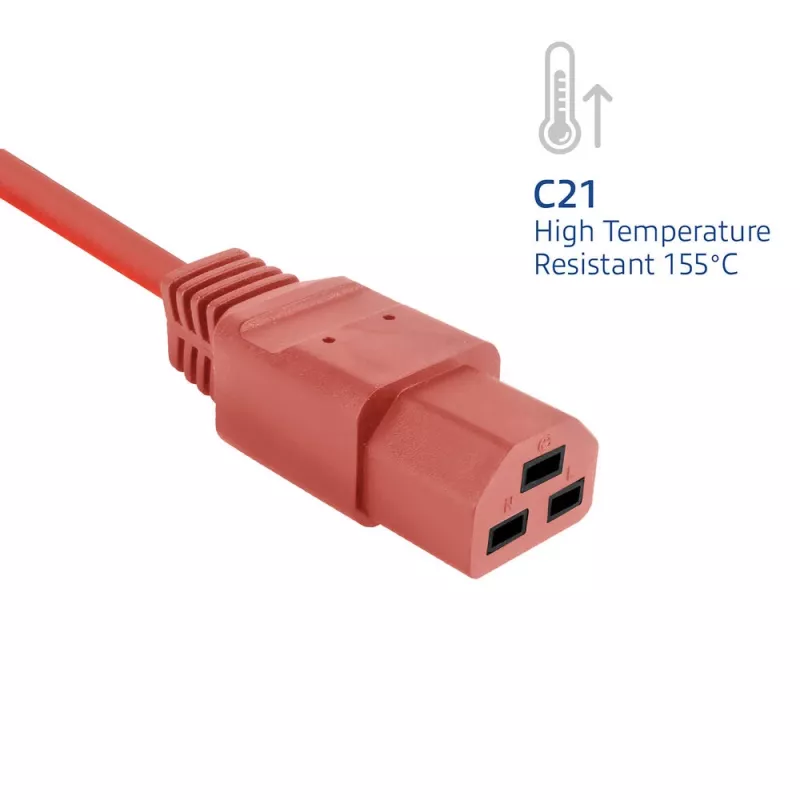 Cable de alimentación ACT C14 a C21 IEC60320 rojo 1 m, 250V 10A