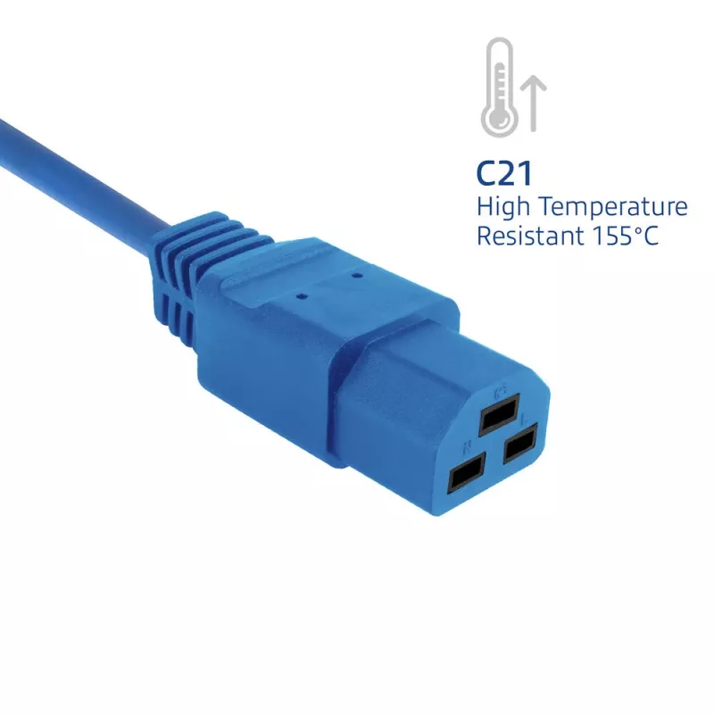 ACT Cable de alimentación C14 a C21 IEC60320 azul 1 m, 250 V 10 A