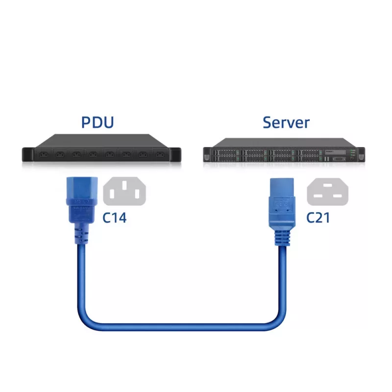 ACT Cable de alimentación C14 a C21 IEC60320 azul 1 m, 250 V 10 A