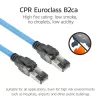 ACT Cable de instalación premontado macizo S/FTP CAT6A B2ca PoE++ 100W azul de 85 metros, conector RJ45 macho – macho