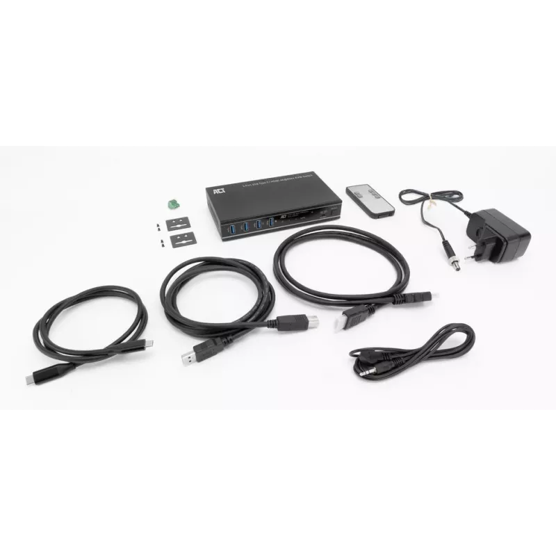 Switch KVM ACT 2 puertos USB-C/HDMI 4K@60Hz AC7922 con teclado/ratón USB, vídeo HDMI, 100W PD