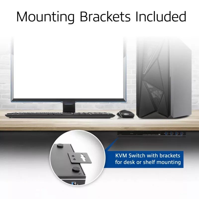 Switch KVM ACT 2 puertos USB-C/HDMI 4K@60Hz AC7922 con teclado/ratón USB, vídeo HDMI, 100W PD