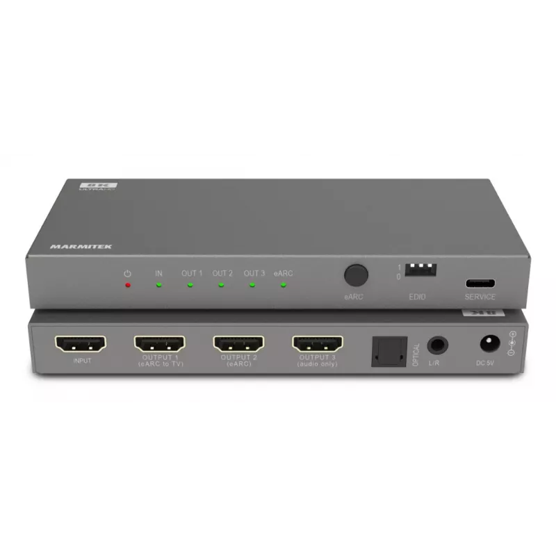 Convertidor de señal de vídeo Marmitek 25008496 — entrada HDMI a salida HDMI/TOSLINK/3,5 mm, hasta 7680×4320, audio 7.1