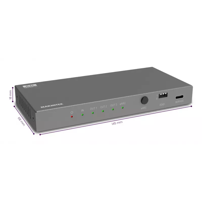 Convertidor de señal de vídeo Marmitek 25008496 — entrada HDMI a salida HDMI/TOSLINK/3,5 mm, hasta 7680×4320, audio 7.1
