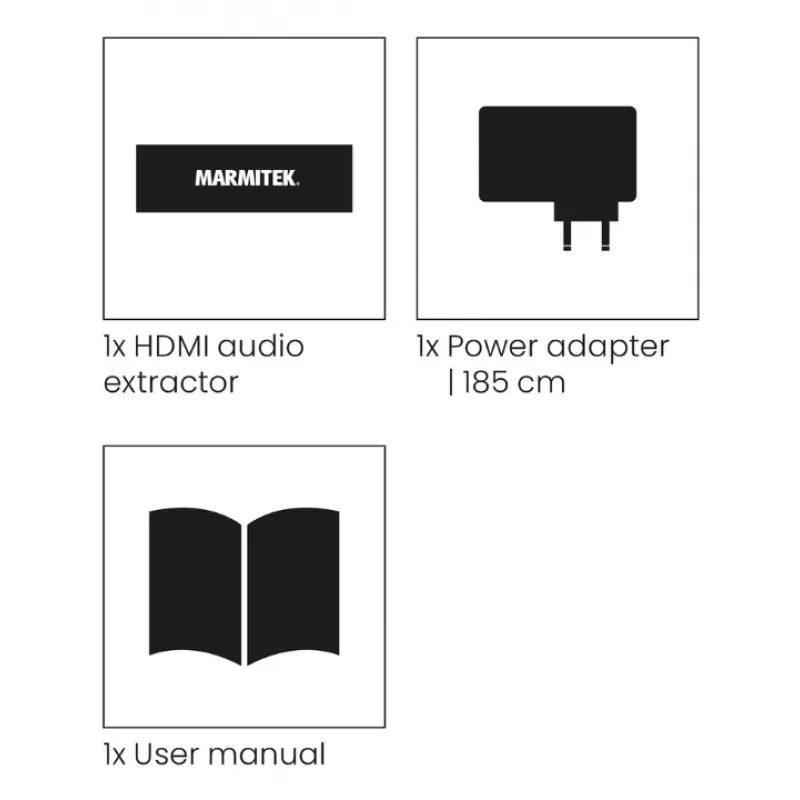 Convertidor de señal de vídeo Marmitek 25008496 — entrada HDMI a salida HDMI/TOSLINK/3,5 mm, hasta 7680×4320, audio 7.1