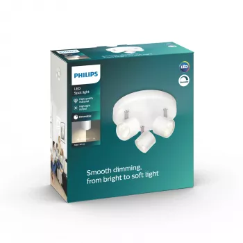 Lámpara de techo/pared Philips Dimmable LED Star 3x 16,5 W, 2700 K, 1500 lm, IP20, blanco
