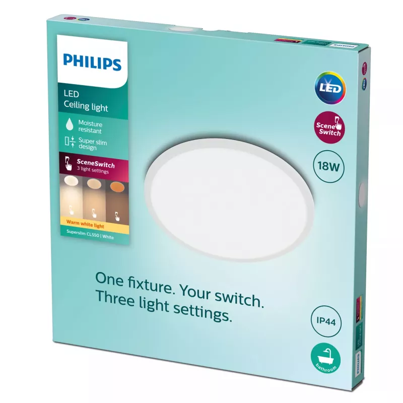 Lámpara de techo Philips Functional Super fina 18 W LED, redonda, blanca, bombilla no reemplazable, 220–240 V