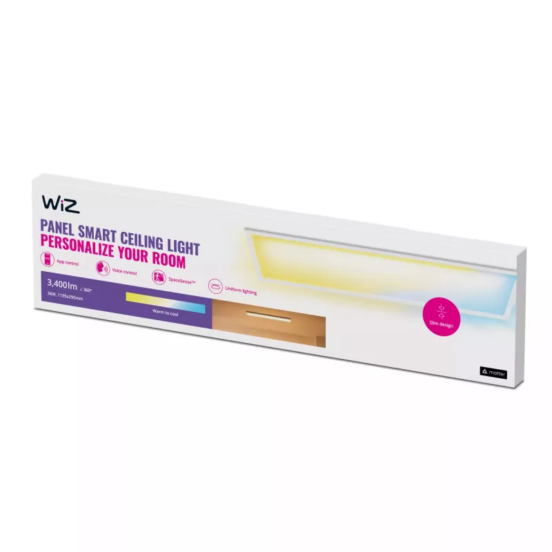 Panel LED de techo Signify WiZ Panel Ceiling 36 W rectangular — 36 W, Wi‑Fi/Bluetooth, 220–240 V, blanco