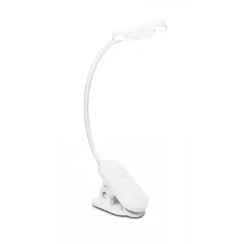 Lámpara de escritorio con pinza Philips Functional Forys, blanca, plástico, dormitorio, salón, oficina, contemporánea, IP20, III