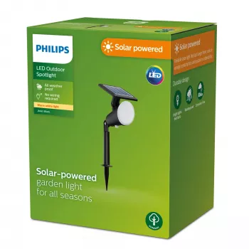 Focos de suelo/estaca Philips Jivix 1,4 W, lámpara de pie/postal de exterior, negra, plástico, IP44, terraza, jardín, III