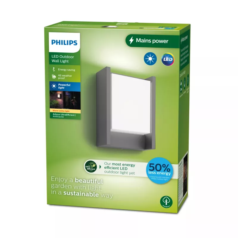 Aplique de exterior Signify Philips Arbour 3,8 W LED antracita, 220–240 V, 1 luz