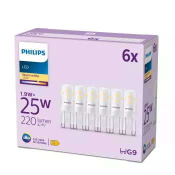 Bombilla Philips Capsule 25 W G9 G9 x6, 1,9 W, 25 W, G9, 220 lm, 15000 h, blanco cálido