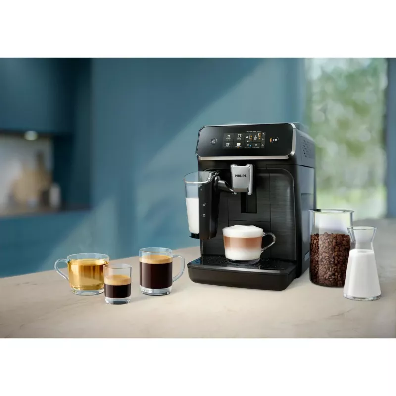 Cafetera espresso Philips EP2334/10 – superautomática, de sobremesa, molinillo cerámico integrado, depósito de leche, filtro AquaClean, pantalla táctil, negra