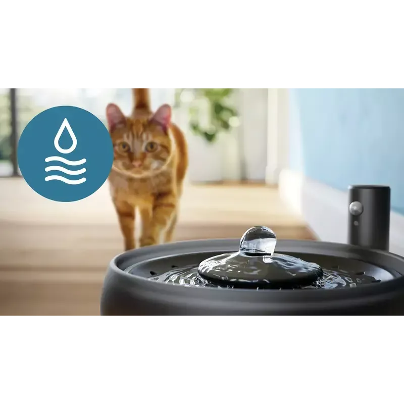 Fuente de agua automática para mascotas Philips serie 3000 PAW3210/02, 2,2 L, USB/AC, negra, plástico