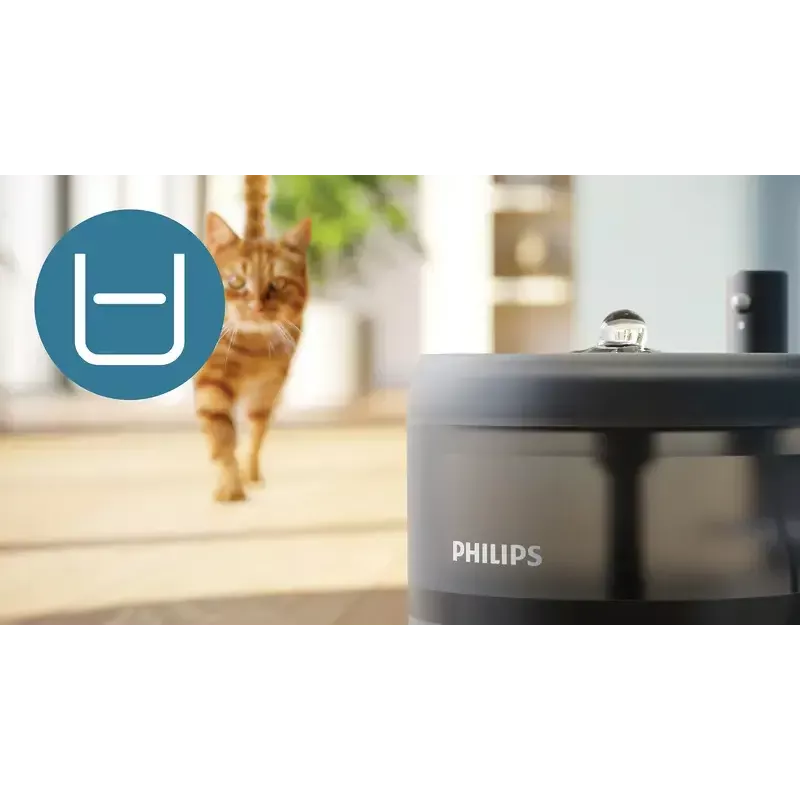 Fuente de agua automática para mascotas Philips serie 3000 PAW3210/02, 2,2 L, USB/AC, negra, plástico