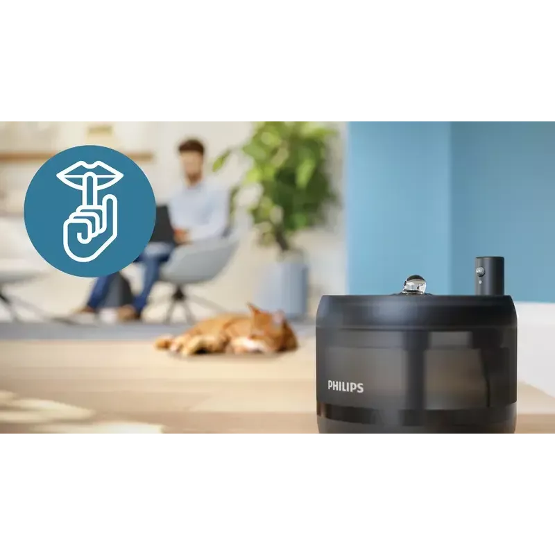 Fuente de agua automática para mascotas Philips serie 3000 PAW3210/02, 2,2 L, USB/AC, negra, plástico