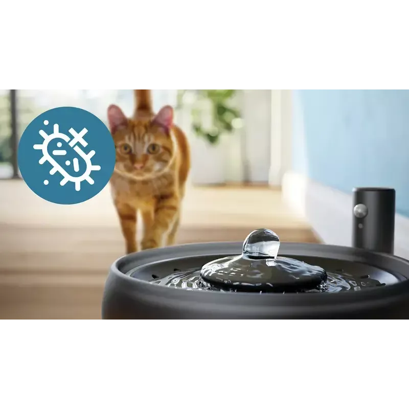 Fuente de agua automática para mascotas Philips serie 3000 PAW3210/02, 2,2 L, USB/AC, negra, plástico