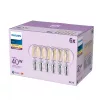Bombilla filamento Philips vela clara 40W P45 E14 x6, 4,3 W, 40 W, E14, 470 lm, 15000 h
