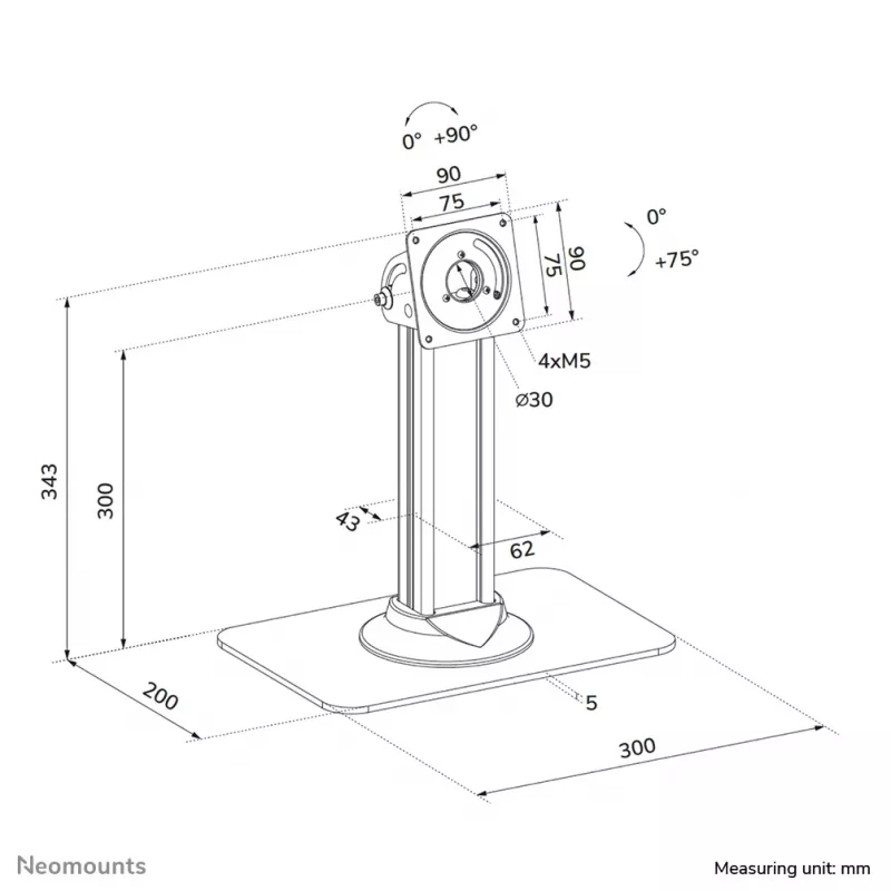 Soporte de mesa para tablet Neomounts DS15-631BL1 — soporte universal con cerradura, soporta hasta 3 kg, negro