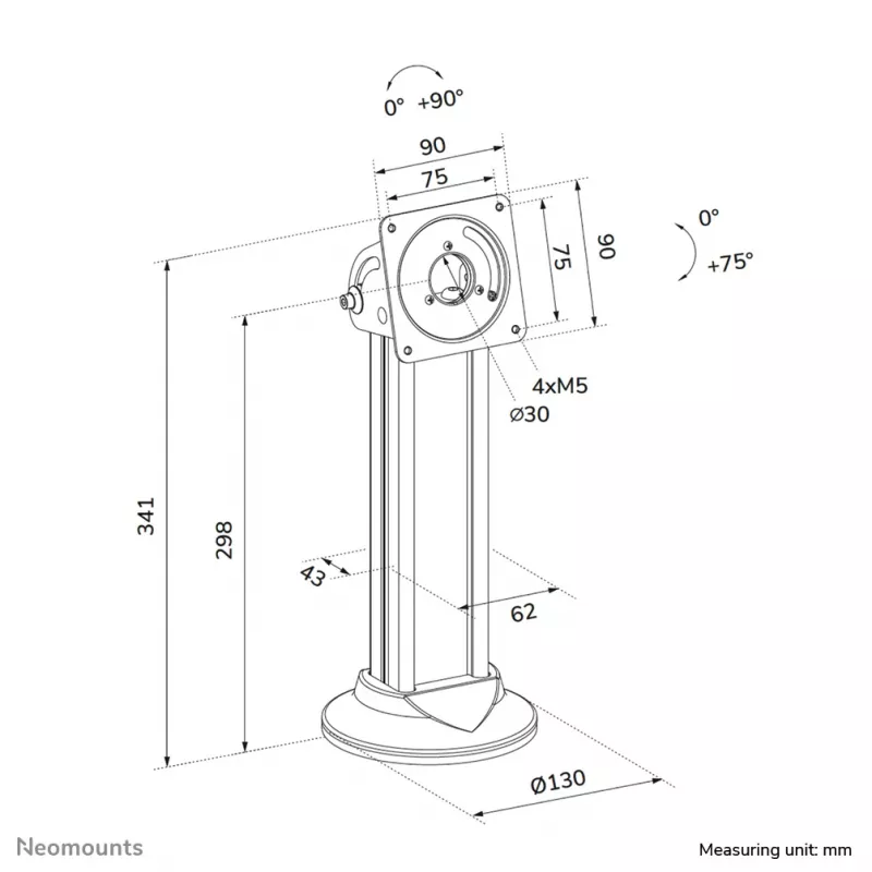 Soporte de mesa para tablet Neomounts DS15-632BL1 — universal con cerradura, soporta hasta 3 kg