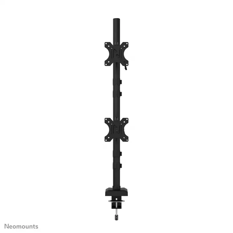 Brazo dual para monitor Neomounts DS60-600BL2V de 10-32 pulgadas, pinza/pasacables de mesa, 9 kg, 25,4 cm (10 pulgadas), 81,3 cm (32 pulgadas), 100 x 100 mm, negro