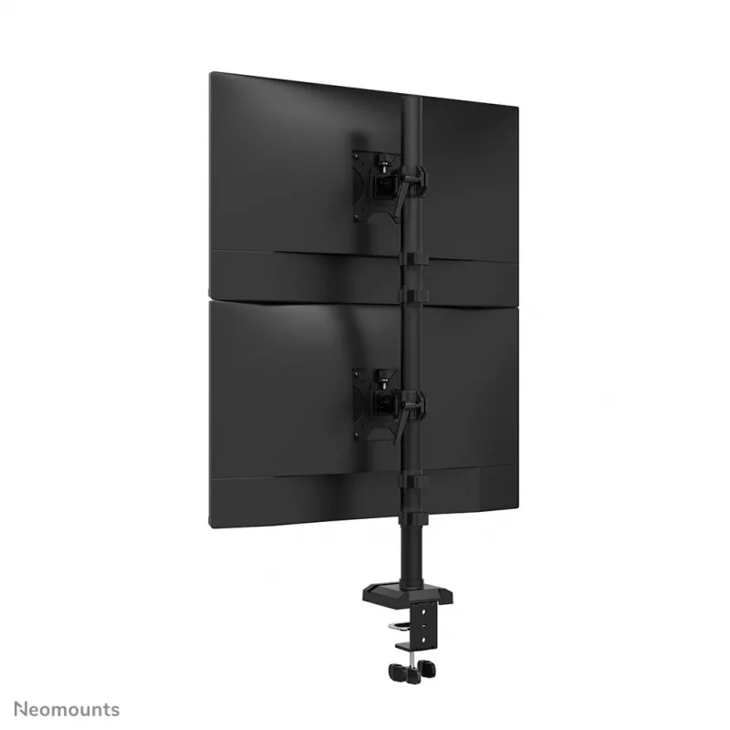 Brazo dual para monitor Neomounts DS60-600BL2V de 10-32 pulgadas, pinza/pasacables de mesa, 9 kg, 25,4 cm (10 pulgadas), 81,3 cm (32 pulgadas), 100 x 100 mm, negro
