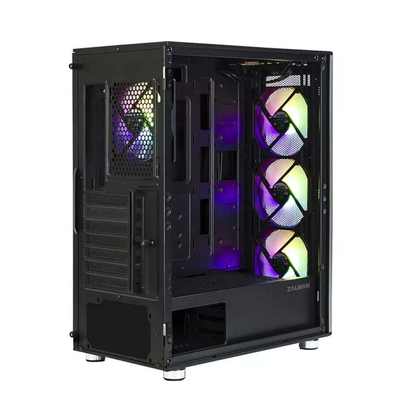 Caja de ordenador Zalman I3 Neo ATX Mid Tower PC con frontal de malla para una refrigeración eficiente 3 ventiladores preinstalados Midi Tower negra