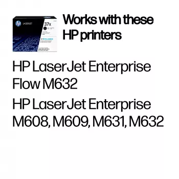 HP 37X Alto rendimiento Negro Cartucho de tóner LaserJet original, 25000 páginas, Negro, 1 ud.