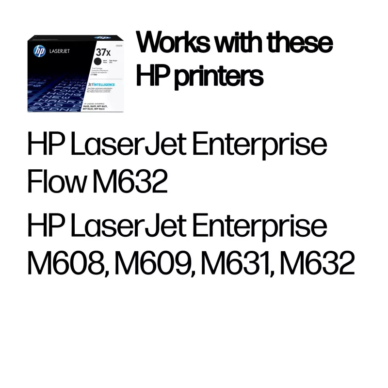 HP 37X Alto rendimiento Negro Cartucho de tóner LaserJet original, 25000 páginas, Negro, 1 ud.