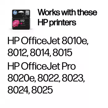 HP 912 Magenta Cartucho de tinta original, Magenta, 1 ud., 315 páginas