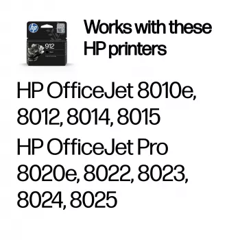 HP 912 Negro Cartucho de tinta original, Negro, 1 ud., 250 páginas