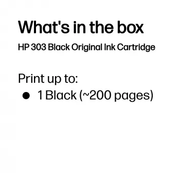 HP 303 Negro Cartucho de tinta original, Negro, 1 ud., 200 páginas