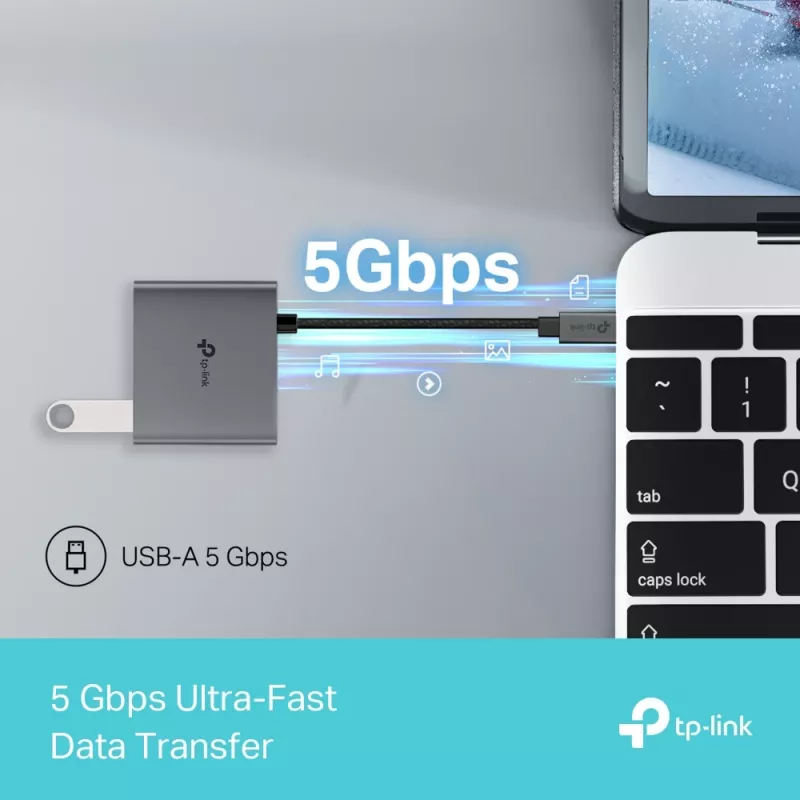 TP-Link UH3020C Hub de interfaces USB Type-C 5000 Mbit/s Gris