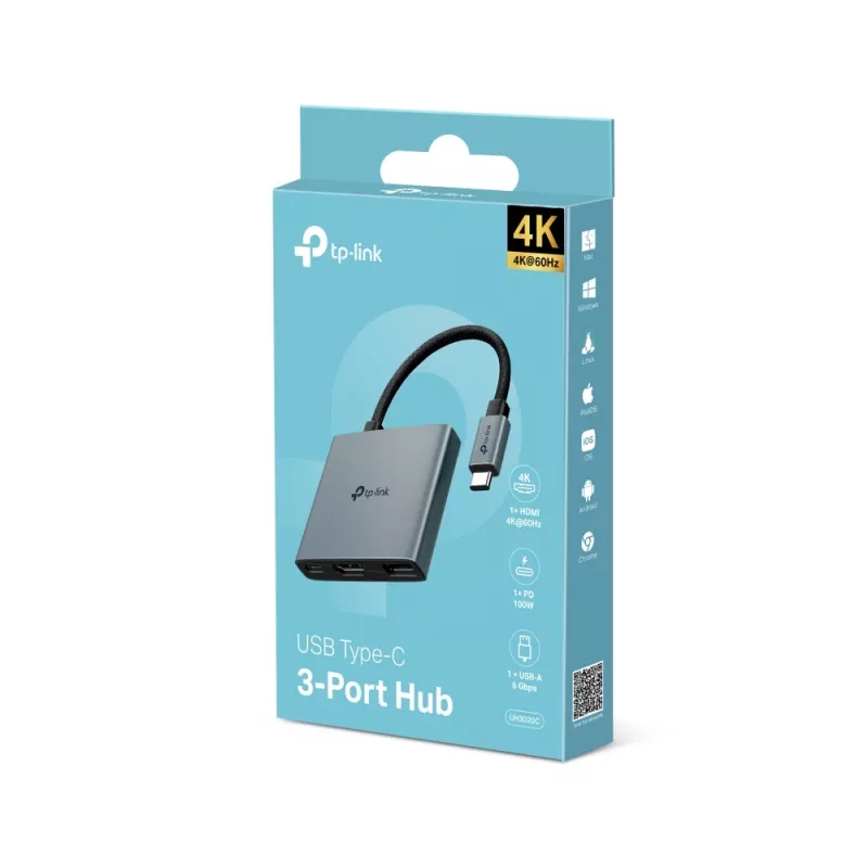 TP-Link UH3020C Hub de interfaces USB Type-C 5000 Mbit/s Gris