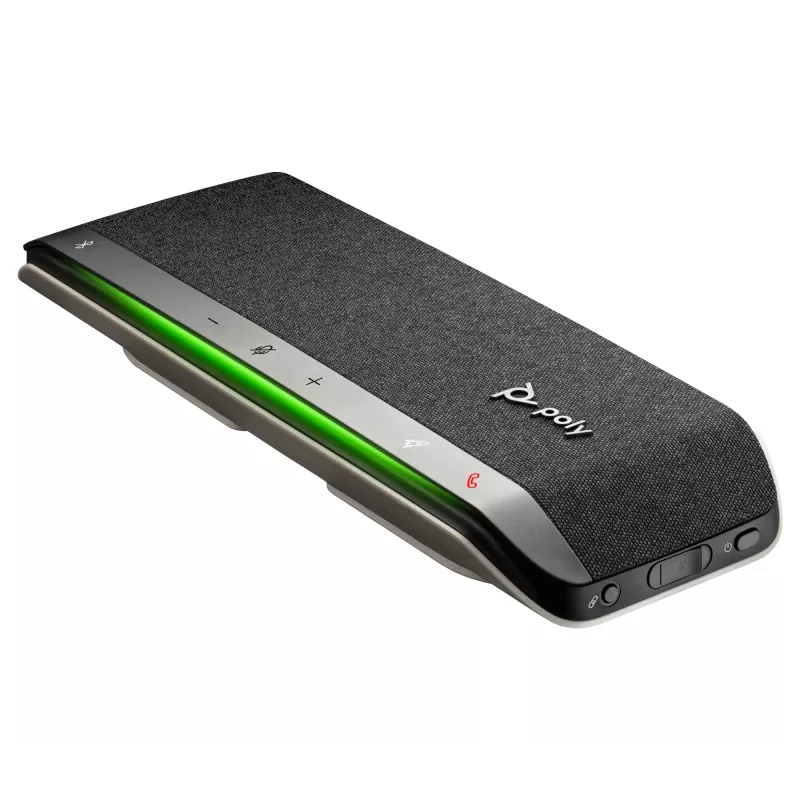 Altavoz de conferencia HP Poly Sync 40 USB-A USB-C, plata, Windows 10, Windows 11, MacOS, 30 h, RoHS, Federal Communications Commission (FCC), CE, 38 mm