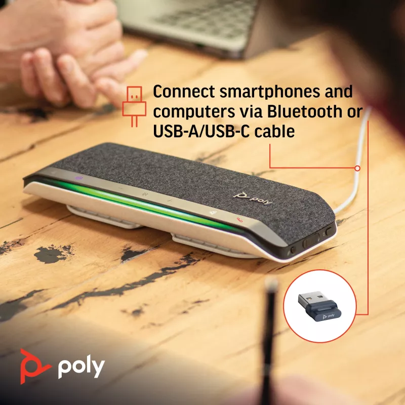 HP Poly Sync 40+ altavoz de conferencia USB-A USB-C certificado para Microsoft Teams + adaptador BT700 USB-A