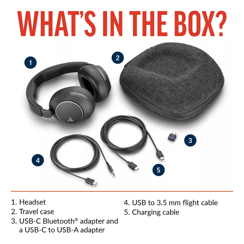 Auricular POLY Voyager Surround 80 UC inalámbrico Bluetooth música uso diario negro